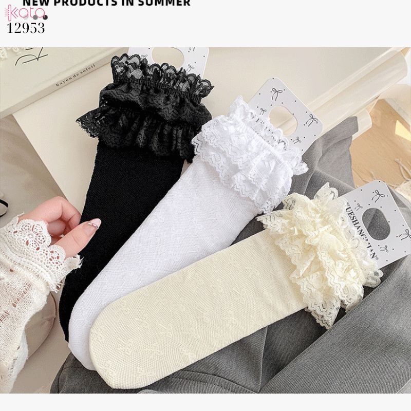 Tất ren nơ bắp chân,vớ phong cách ba lê jk lolita 12953