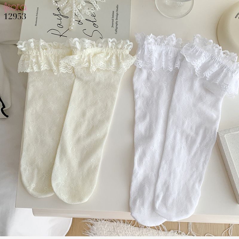 Tất ren nơ bắp chân,vớ phong cách ba lê jk lolita 12953