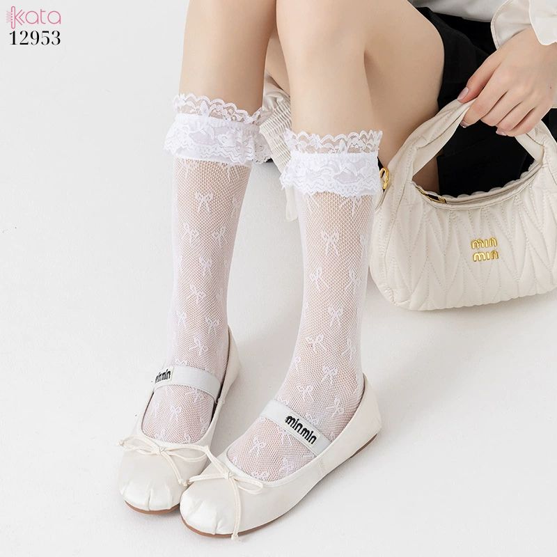 Tất ren nơ bắp chân,vớ phong cách ba lê jk lolita 12953