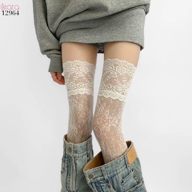 Tất đi bốt qua đầu gối,vớ ren lưới cổ điển 12964