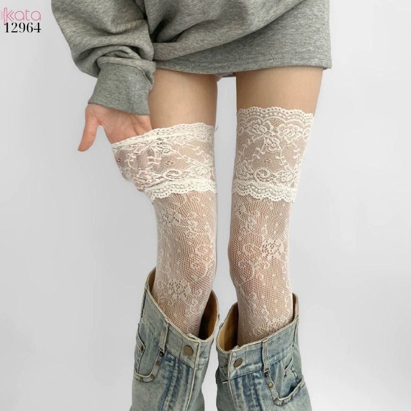 Tất đi bốt qua đầu gối,vớ ren lưới cổ điển 12964