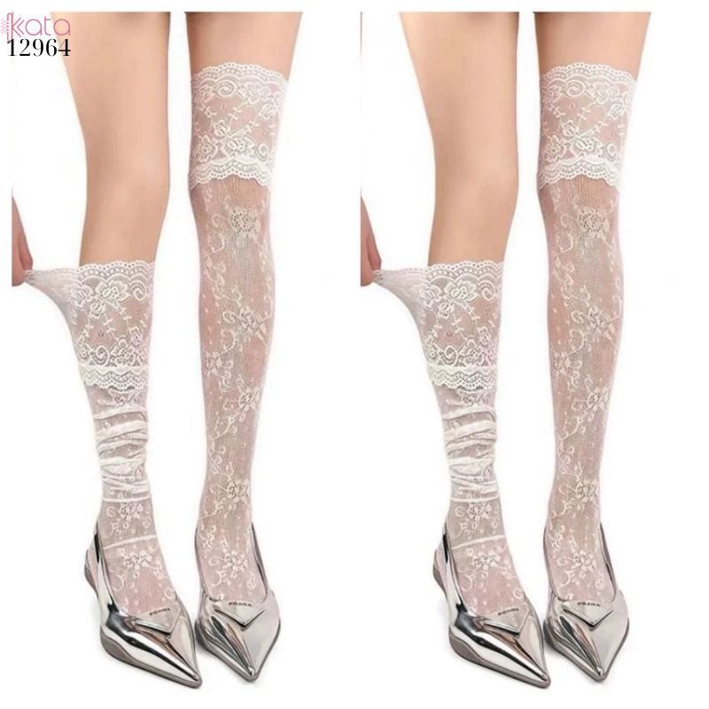 Tất đi bốt qua đầu gối,vớ ren lưới cổ điển 12964
