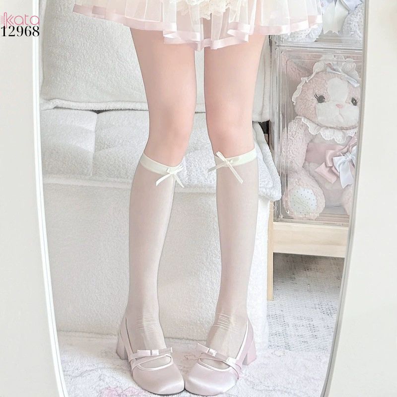 Tất bắp chân siêu mỏng mùa hè,vớ ruy băng lolita 12968