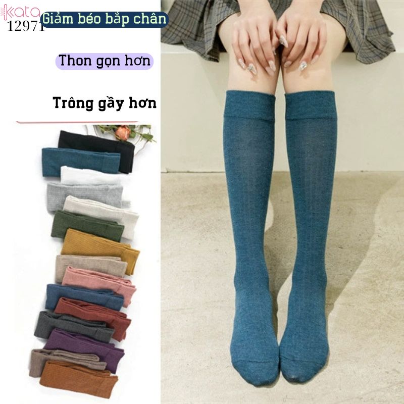 Tất bắp chân sọc dọc giảm béo bắp chân,vớ đi bốt thu đông 12971