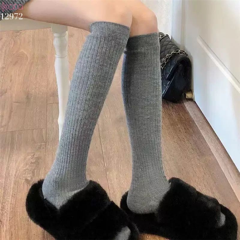 Tất bắp chân dệt kim sọc dọc ,vớ bông JK co giãn xuân thu 12972