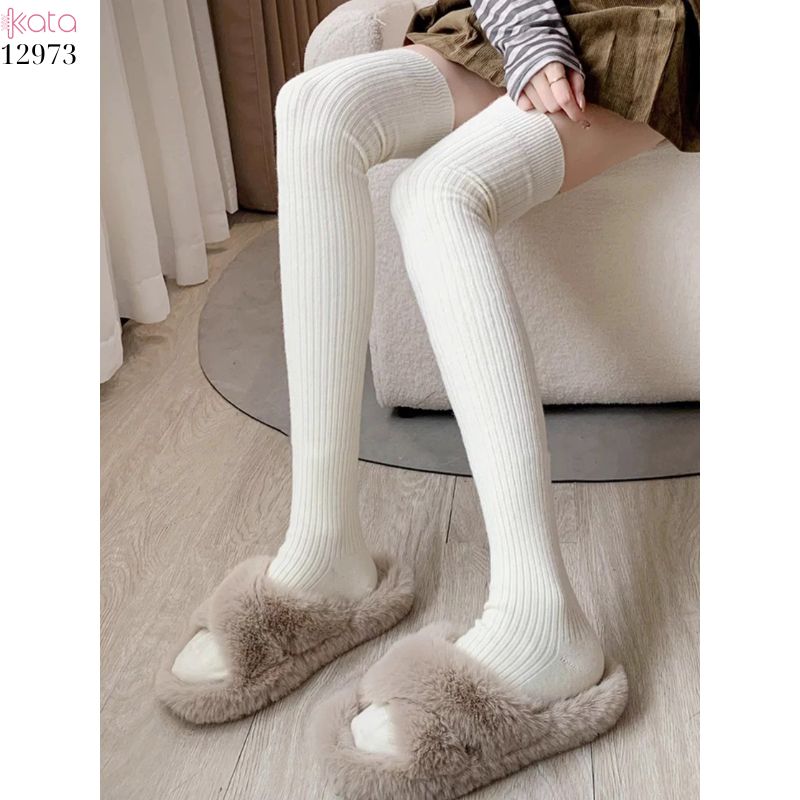 Tất bắp chân dệt kim sọc dọc ,vớ bông JK co giãn xuân thu 12972