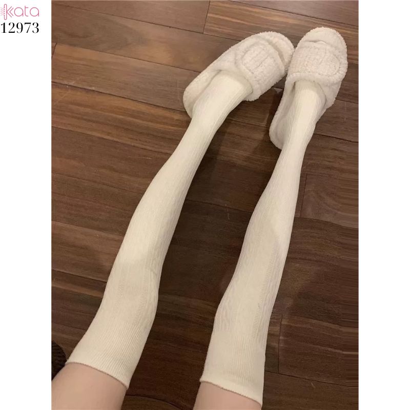Tất bắp chân dệt kim sọc dọc ,vớ bông JK co giãn xuân thu 12972