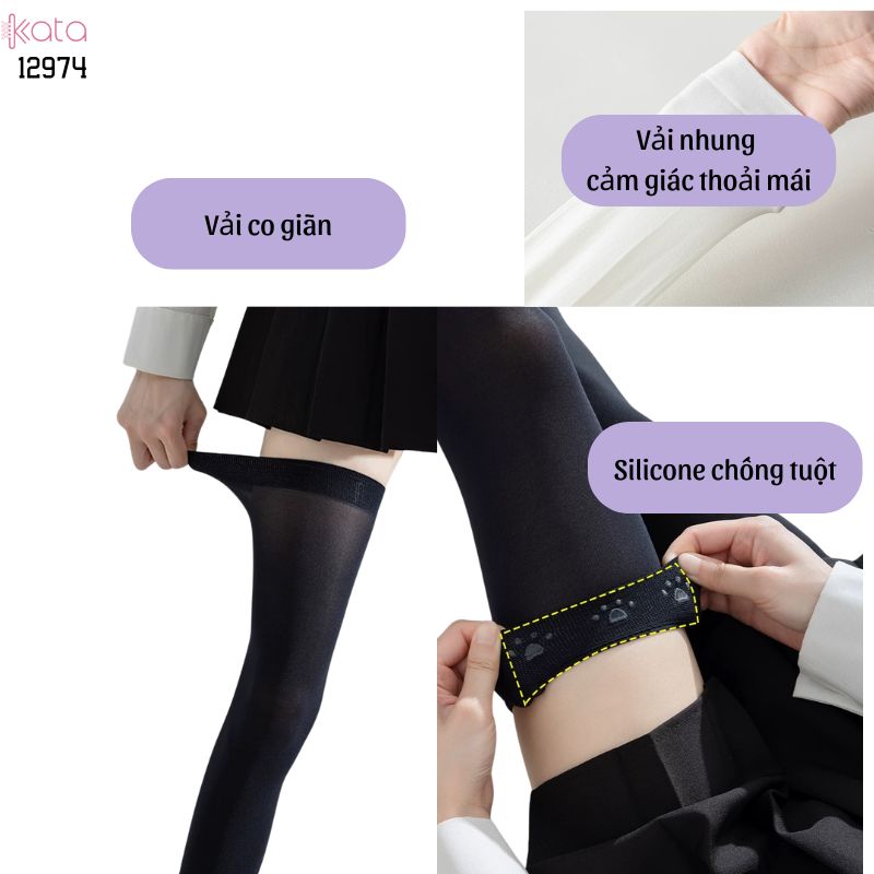 Tất đùi qua gối có Silicone chống tuột,Vớ JK, bắp chân,qua đầu gối 12976