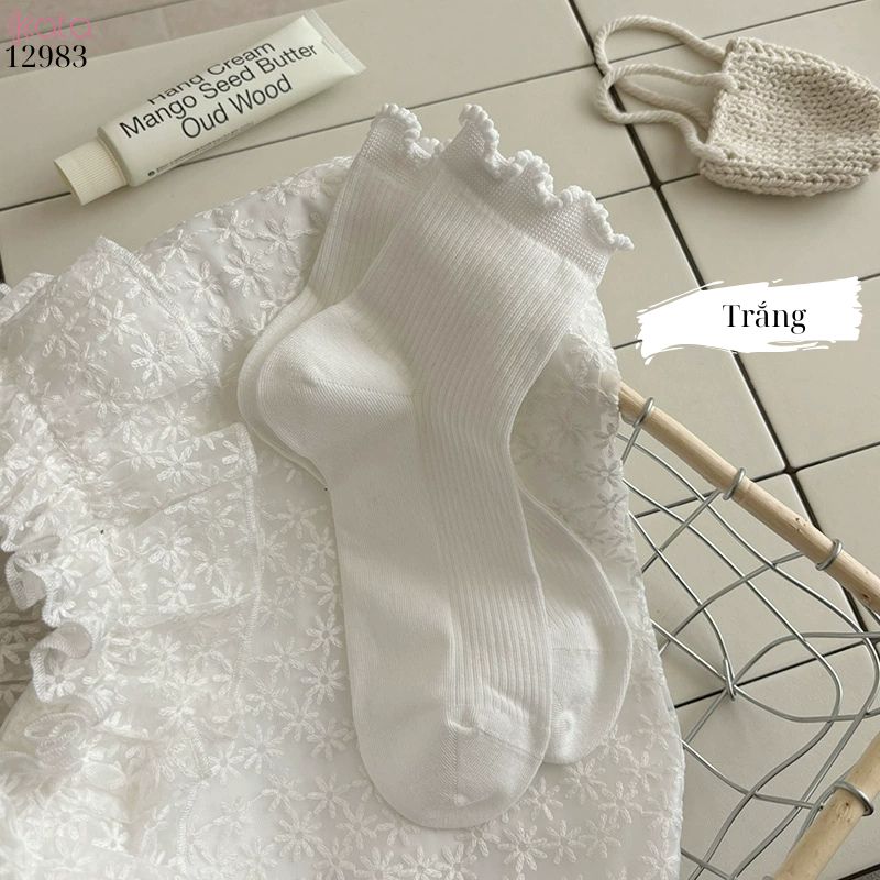 Tất ngắn viền nấm dễ thương,vớ mỏng mùa hè thấm hút mồ hôi 12983