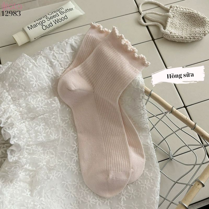 Tất ngắn viền nấm dễ thương,vớ mỏng mùa hè thấm hút mồ hôi 12983