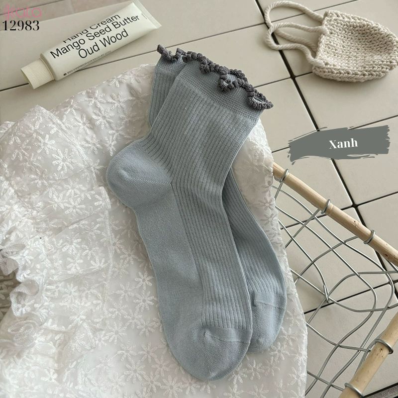 Tất ngắn viền nấm dễ thương,vớ mỏng mùa hè thấm hút mồ hôi 12983