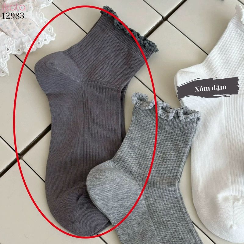 Tất ngắn viền nấm dễ thương,vớ mỏng mùa hè thấm hút mồ hôi 12983