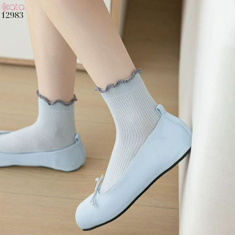 Tất ngắn viền nấm dễ thương,vớ mỏng mùa hè thấm hút mồ hôi 12983