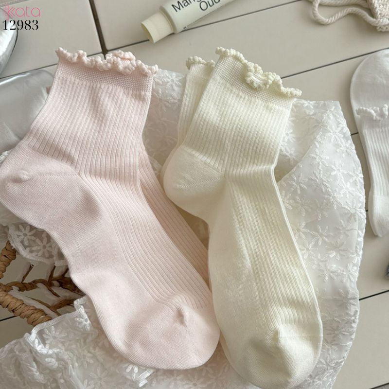 Tất ngắn viền nấm dễ thương,vớ mỏng mùa hè thấm hút mồ hôi 12983