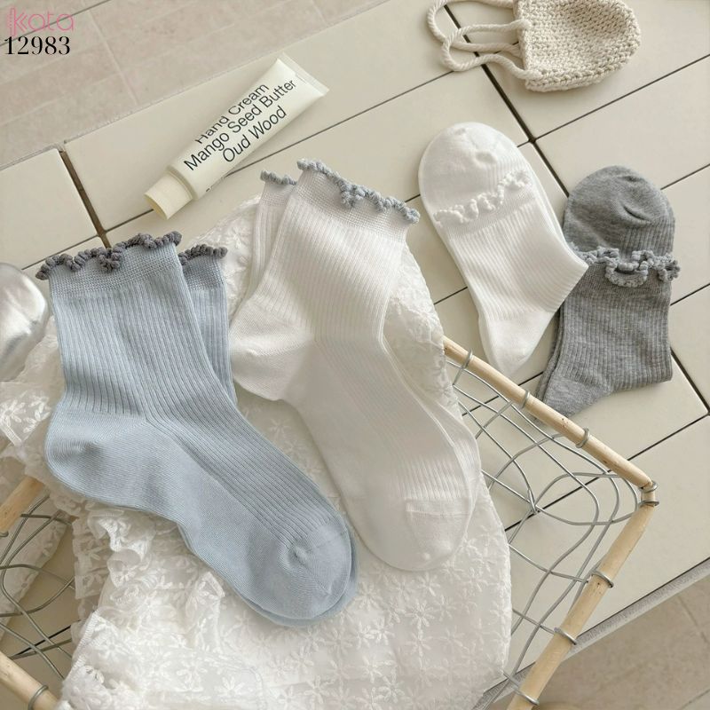 Tất ngắn viền nấm dễ thương,vớ mỏng mùa hè thấm hút mồ hôi 12983