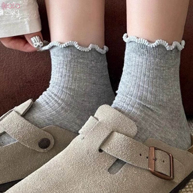 Tất ngắn viền nấm dễ thương,vớ mỏng mùa hè thấm hút mồ hôi 12983