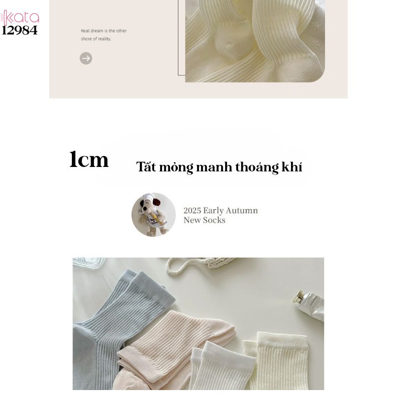Tất bông mềm mịn,vớ mỏng xân hè thấm hút mồ hôi 12984