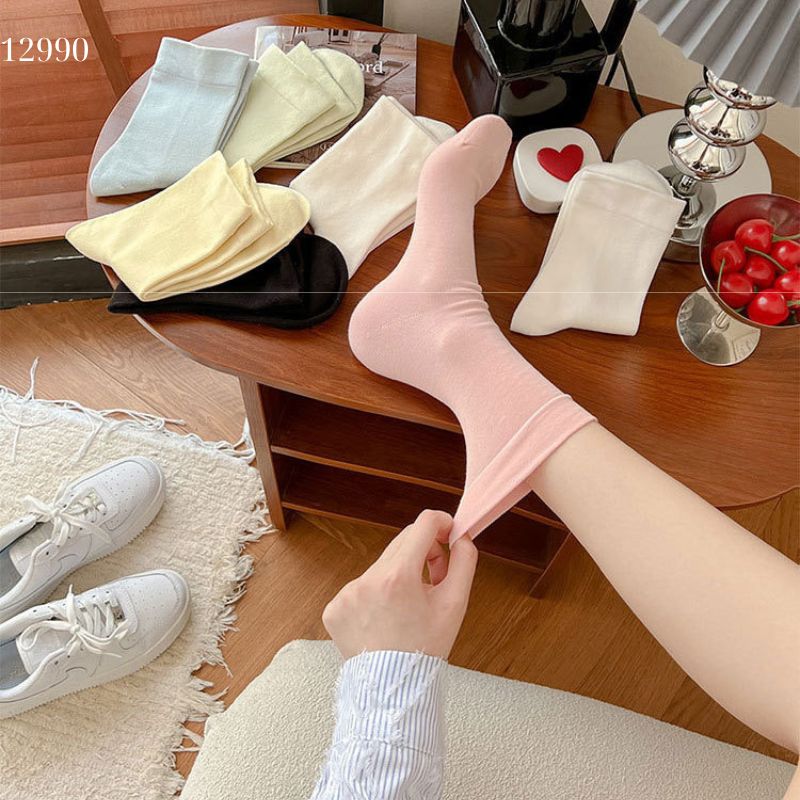 Tất bông mềm mịn,vớ trơn giữa bắp chân nữ 12990