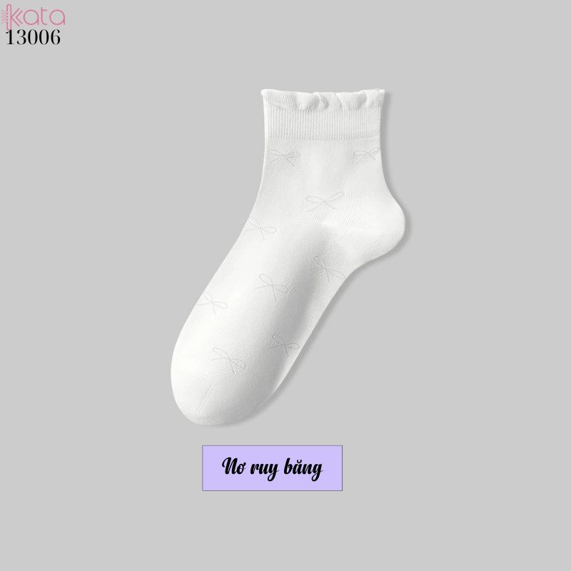 Tất ngắn màu trắng nữ dễ thương,vớ mỏng xuân hè thấm hút mồ hôi 13006