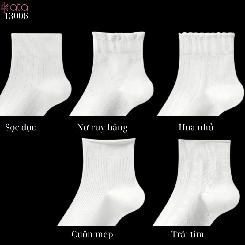 Tất ngắn màu trắng nữ dễ thương,vớ mỏng xuân hè thấm hút mồ hôi 13006