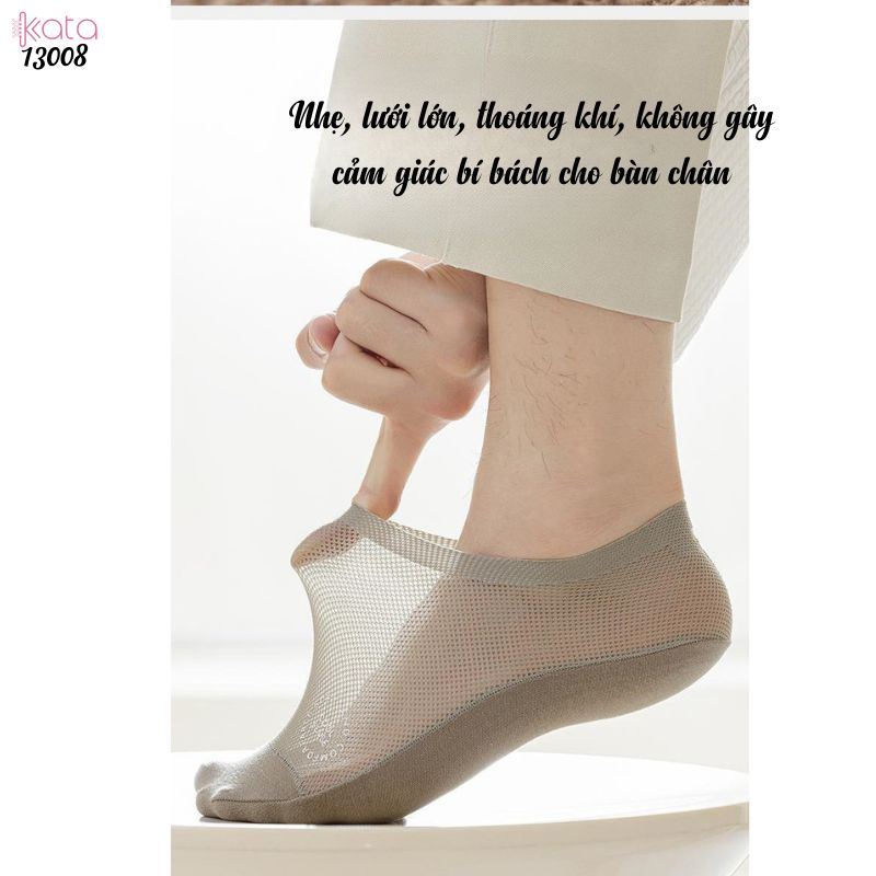 Tất Nam mùa hè,vớ thuyền vô hình silicone chống trượt không rớt gót 13008