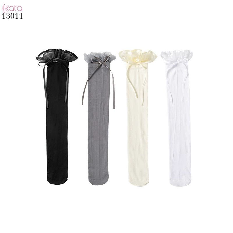 Tất trên đầu gối lolita ruy băng,vớ nhung co giãn chất lượng tốt phong cách JK 13011