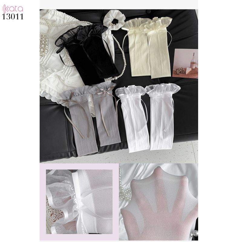 Tất trên đầu gối lolita ruy băng,vớ nhung co giãn chất lượng tốt phong cách JK 13011