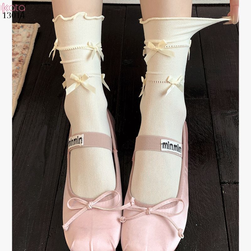 Tất viền nấm lolita JK,tất giữa bắp chân mùa hè mỏng phong cách ba lê 13014