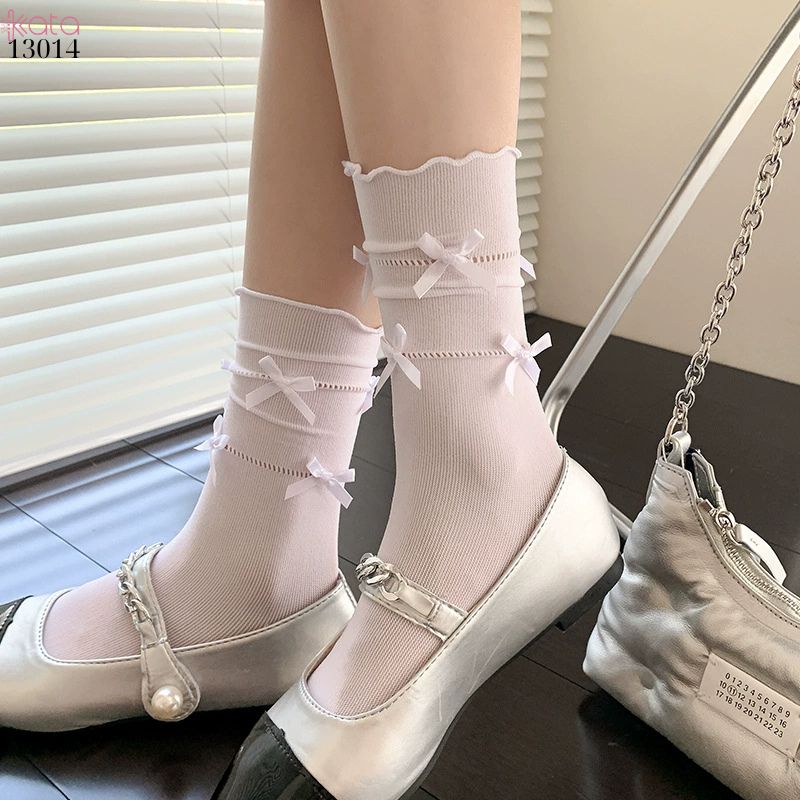 Tất viền nấm lolita JK,tất giữa bắp chân mùa hè mỏng phong cách ba lê 13014