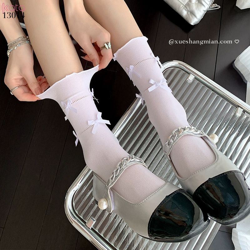 Tất viền nấm lolita JK,tất giữa bắp chân mùa hè mỏng phong cách ba lê 13014