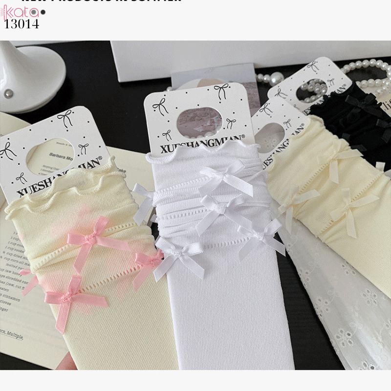 Tất viền nấm lolita JK,tất giữa bắp chân mùa hè mỏng phong cách ba lê 13014