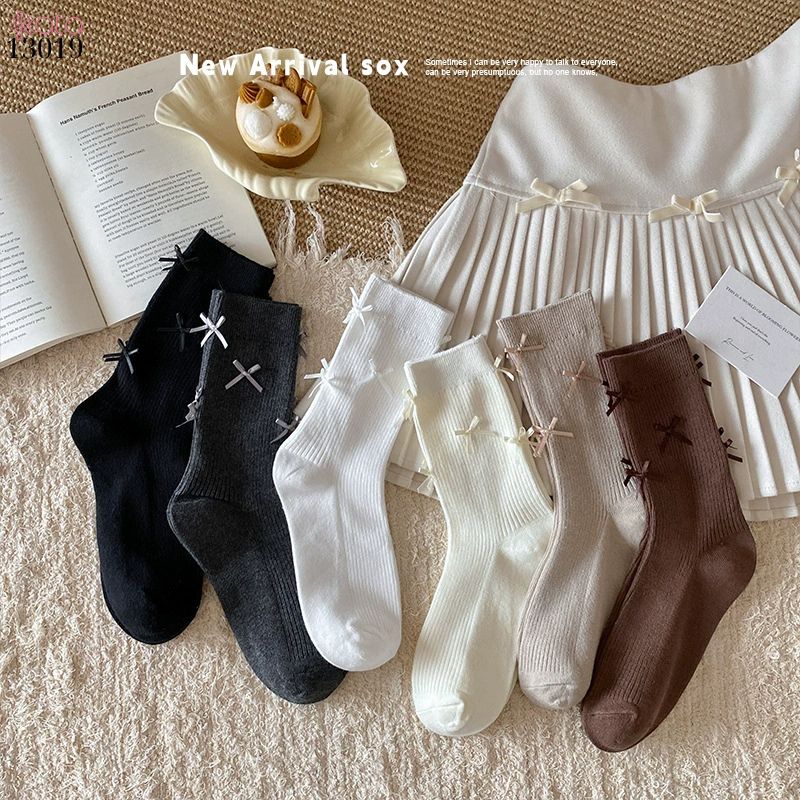 Tất bông vải chất lượng tốt thấm hút mồ hôi,vớ ống giữa lolita retro 13019