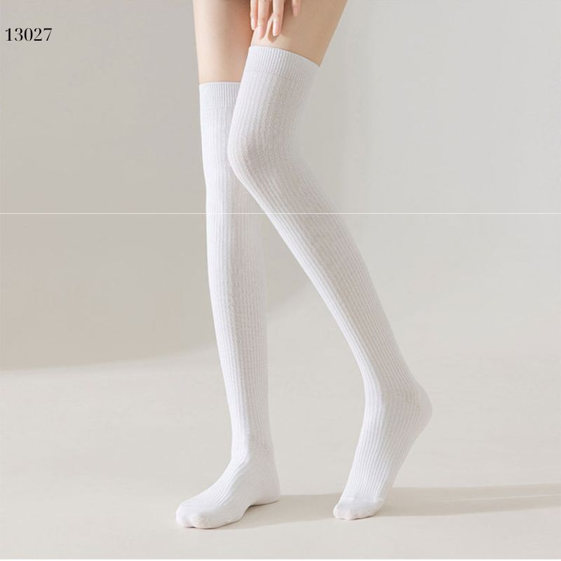 Tất dệt kim thu đông qua gối,vớ cotton nguyên chất sọc dọc nữ 13027