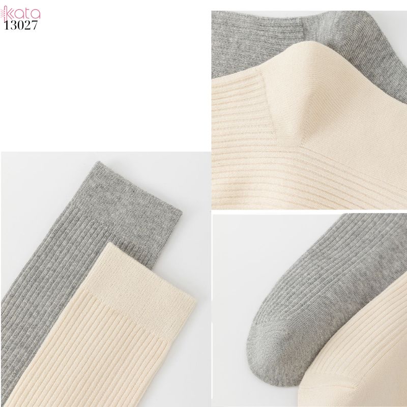 Tất dệt kim thu đông qua gối,vớ cotton nguyên chất sọc dọc nữ 13027