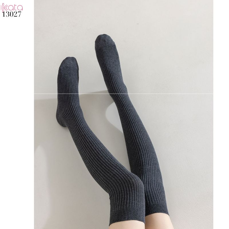 Tất dệt kim thu đông qua gối,vớ cotton nguyên chất sọc dọc nữ 13027