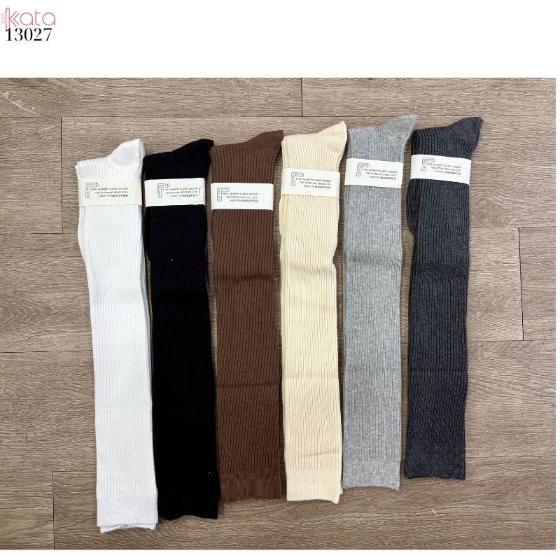 Tất dệt kim thu đông qua gối,vớ cotton nguyên chất sọc dọc nữ 13027