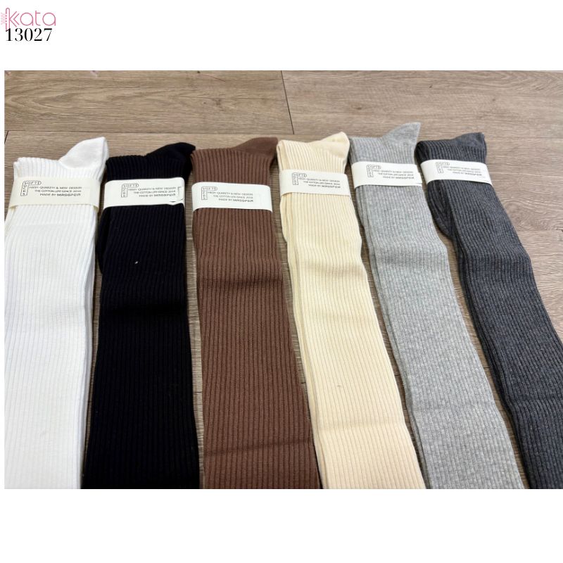 Tất dệt kim thu đông qua gối,vớ cotton nguyên chất sọc dọc nữ 13027
