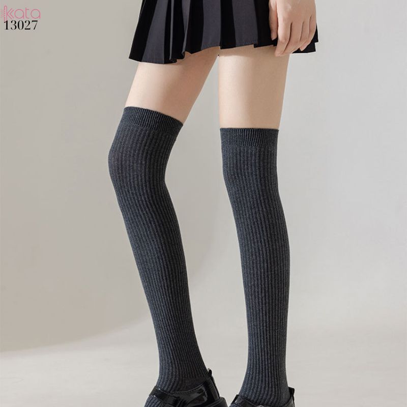 Tất dệt kim thu đông qua gối,vớ cotton nguyên chất sọc dọc nữ 13027