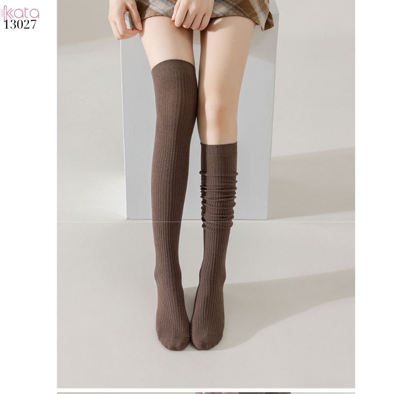 Tất dệt kim thu đông qua gối,vớ cotton nguyên chất sọc dọc nữ 13027