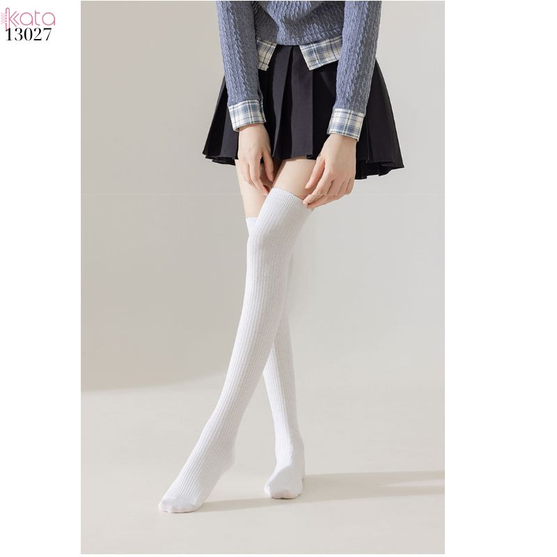 Tất dệt kim thu đông qua gối,vớ cotton nguyên chất sọc dọc nữ 13027