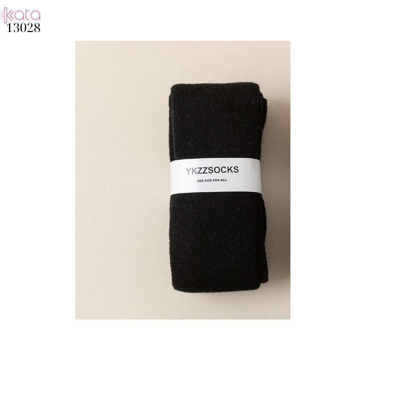 Tất len dày thu đông,vớ qua gối trơn lót Cashmere ấm áp nữ 13028