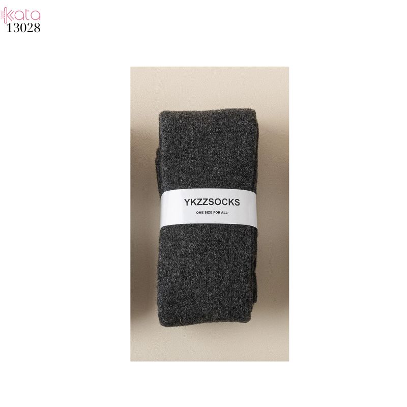 Tất len dày thu đông,vớ qua gối trơn lót Cashmere ấm áp nữ 13028