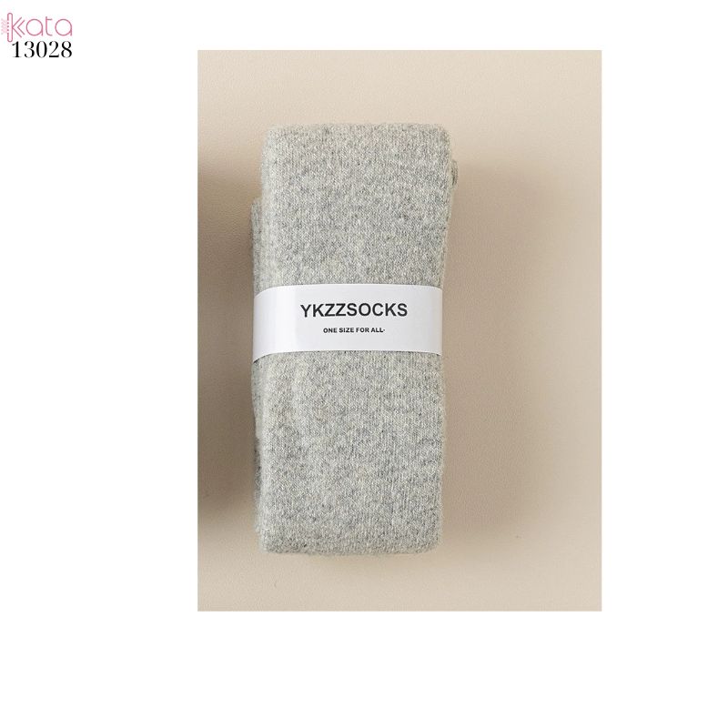 Tất len dày thu đông,vớ qua gối trơn lót Cashmere ấm áp nữ 13028