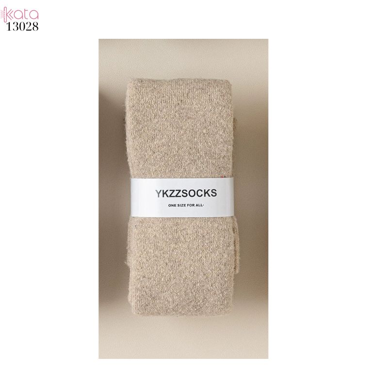 Tất len dày thu đông,vớ qua gối trơn lót Cashmere ấm áp nữ 13028