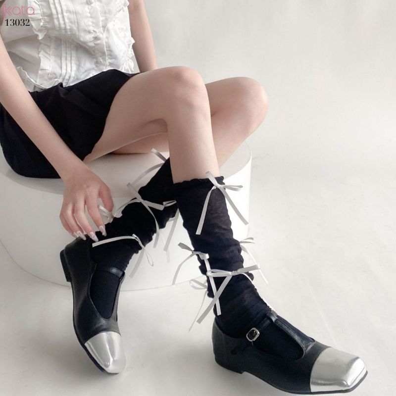 Tất nơ bắp chân mùa xuân thu phong cách preppy JK 13032 Tất nơ bắp chân mùa xuân thu phong cách preppy JK 13032