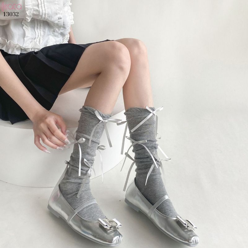 Tất nơ bắp chân mùa xuân thu phong cách preppy JK 13032 Tất nơ bắp chân mùa xuân thu phong cách preppy JK 13032