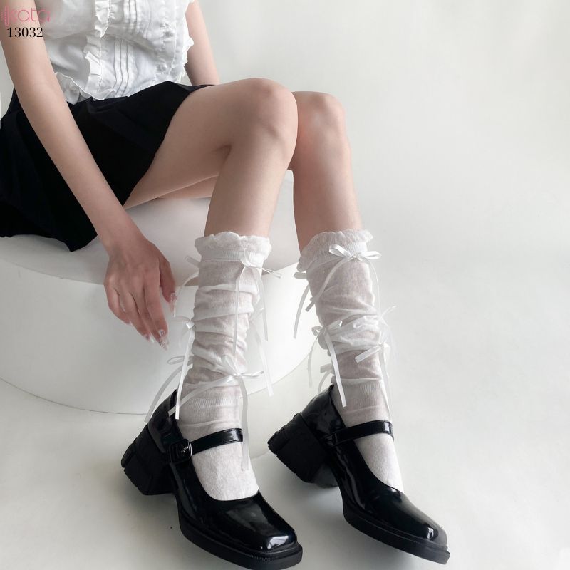 Tất nơ bắp chân mùa xuân thu phong cách preppy JK 13032 Tất nơ bắp chân mùa xuân thu phong cách preppy JK 13032
