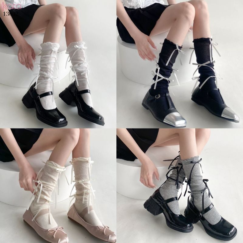 Tất nơ bắp chân mùa xuân thu phong cách preppy JK 13032 Tất nơ bắp chân mùa xuân thu phong cách preppy JK 13032