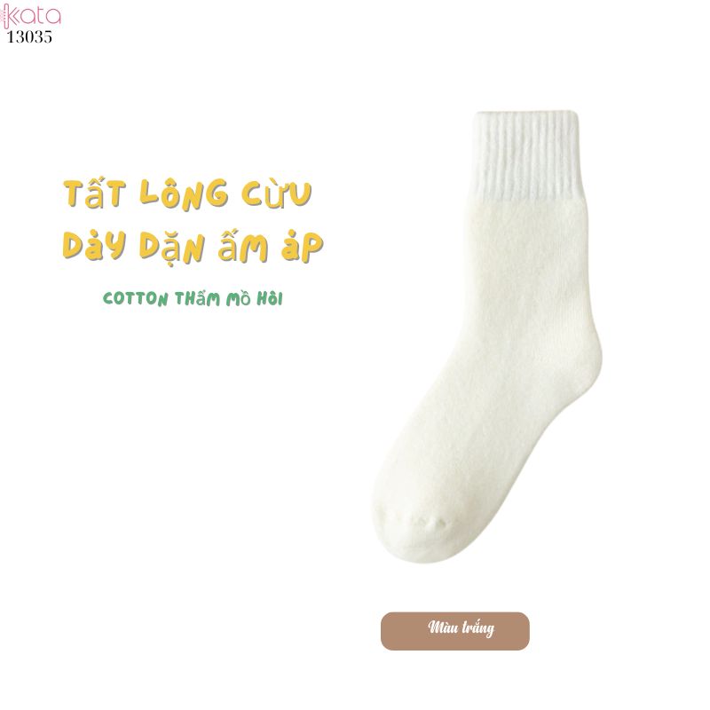 Vớ len lông cừu ấm áp dành cho phụ nữ mùa thu và mùa đông, vớ lông cừu dày để ngủ và vớ sàn ấm áp 13035