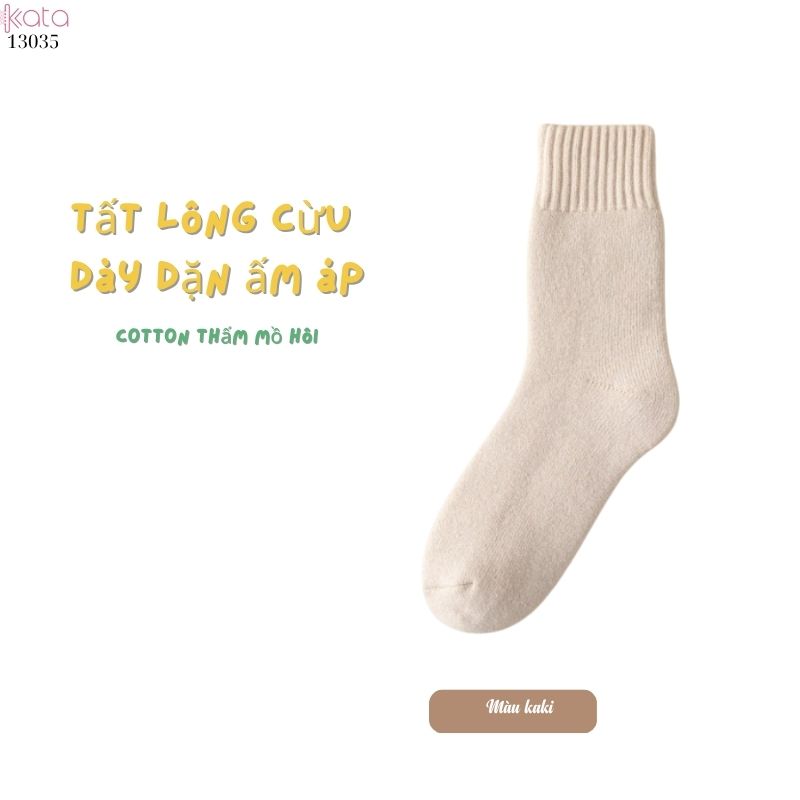 Vớ len lông cừu ấm áp dành cho phụ nữ mùa thu và mùa đông, vớ lông cừu dày để ngủ và vớ sàn ấm áp 13035